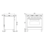 ILVE Nostalgie P09N - Cucina 90 cm Configurabile, 6 Fuochi Gas e Forno Multifunzione Professionale 97L A+