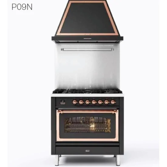 ILVE Nostalgie P09N - Cuisine 90 cm Configurable, 6 Feux Gaz et Four Multifonctions Professionnel 97L A+