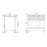 Nostalgie Kitchen ILVE PD09N 90 cm | 15 Colors | Gas, Electric or Induction Hob | Selectable Finishes