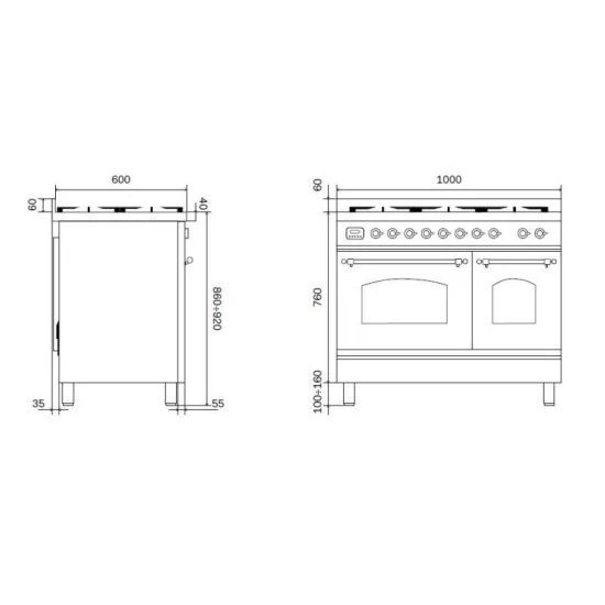 Ilve PD10N: Horno eléctrico doble con 5 configuraciones de gas e inducción