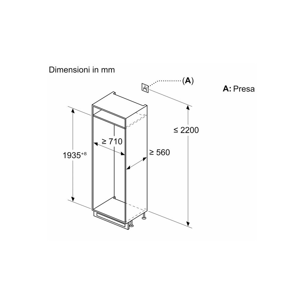 Neff: Built-in Combined Refrigerator, 193.5 x 70.8 cm with Flat Hinge