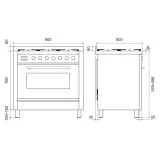 Ilve P09W kitchen: 90 cm and various colors with gas or induction.