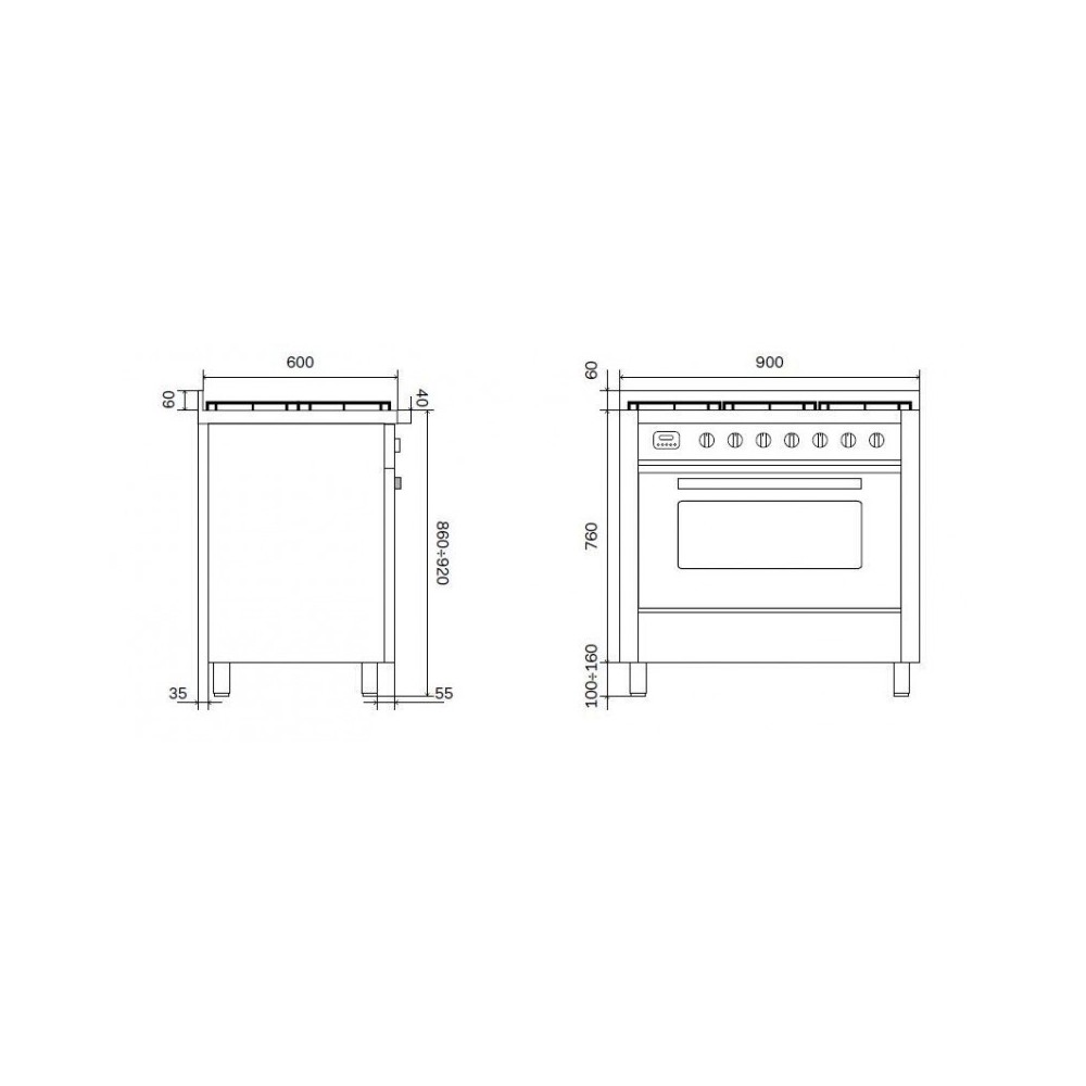 Ilve Pro Line: Blocco Cottura in Nero Opaco da 90 cm.