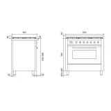 Ilve Pro Line : bloc de cuisson noir mat de 90 cm.