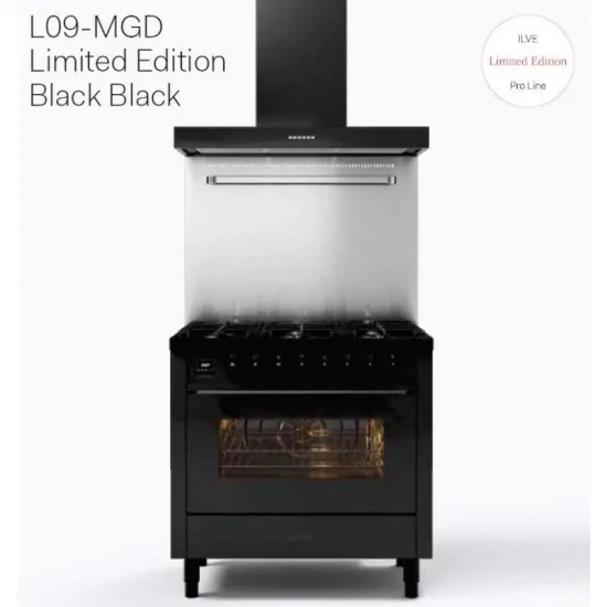 Ilve Pro Line : bloc de cuisson noir mat de 90 cm.