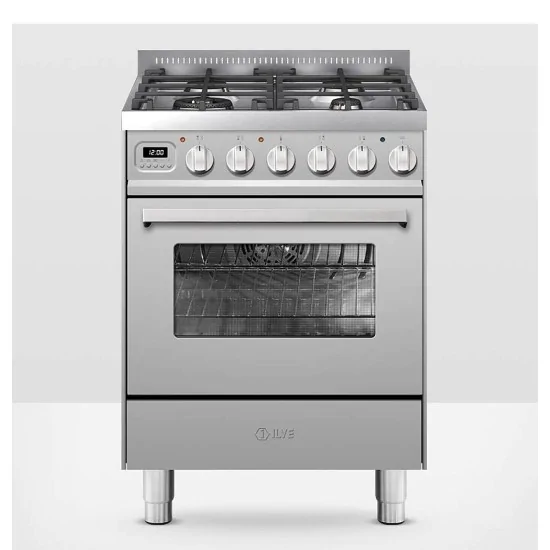 Cuisine avec plaque de cuisson gaz Ilve 60 cm en 5 couleurs.