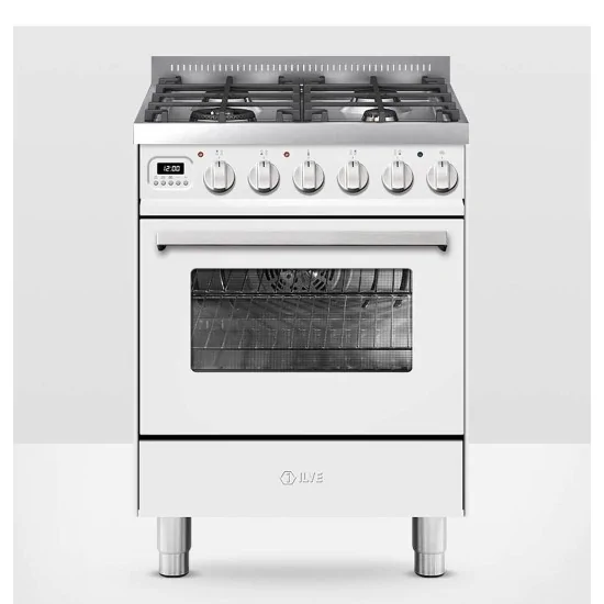Cuisine avec plaque de cuisson gaz Ilve 60 cm en 5 couleurs.