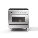Ilve Cocina de 90 cm a Gas en 5 Colores : Botones y pasamanos acabados - Satinate, Color - s.steel ss, CONFIGURACIÓN - 5 fuegos artificiales