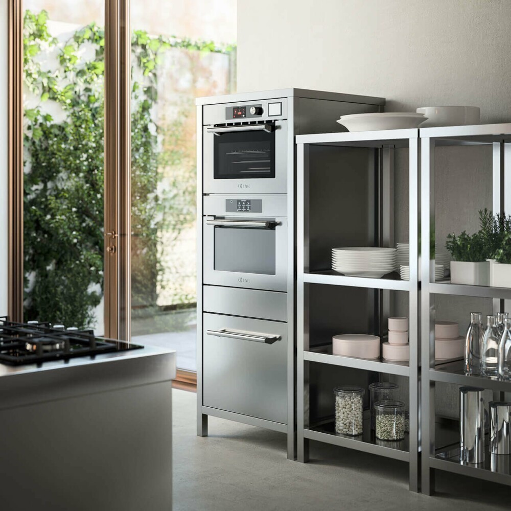 Edelstahl Star Column ILVE CSTAR/SS mit Ultracombi Backofen und Knopf