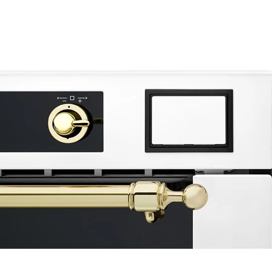 Ilve: Compact three-way oven with hot air, steam and microwave in various colours.