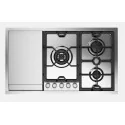 ILVE HCPMT95FD/SS - Plaque Filotop en acier inoxydable, 5 cuisinières à gaz, Plaque de cuisson et double brûleur : couleurs - sseel SS, Finition des boutons et de la main courante - Satinate