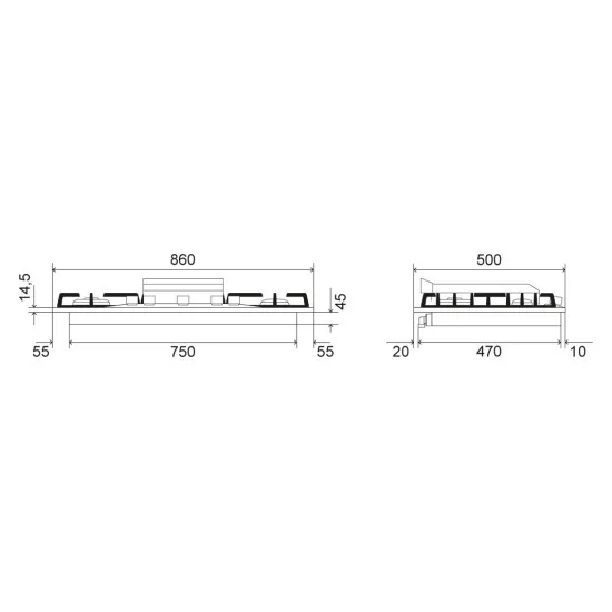 ILVE 六氯丁二烯 Piano Cottura 气体 90 cm, 2 三联 Corona Fuochi, Linea 怀旧 QQ Duegstore.com