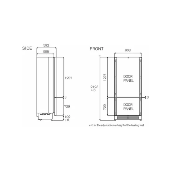 Frigorifero Professionale Combinato da Incasso 90cm H212