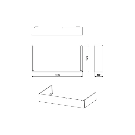Plinth KIT, 90cm, three sides, black, for Portofino CPF9 or Sinfonia C9 kitchens