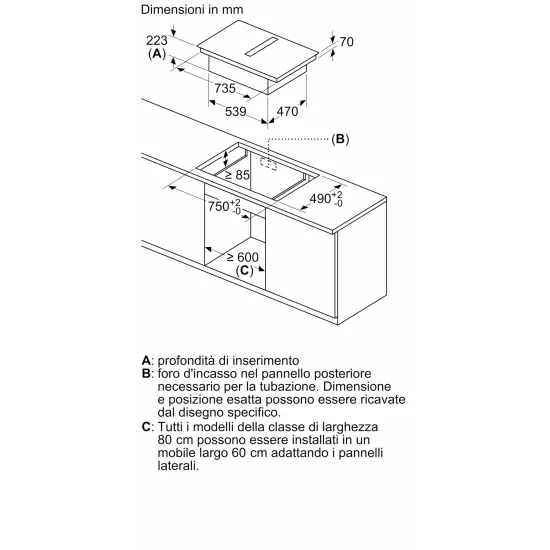 Гибкий дизайн 80 см Neff V68YX4C0 | Интегрированная вентиляция, TwistPad Fire, PowerBoost