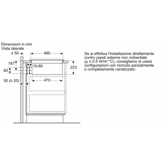 Neff V58NHQ4L0: Piano cottura a induzione con cappa integrata da 80 cm senza profili
