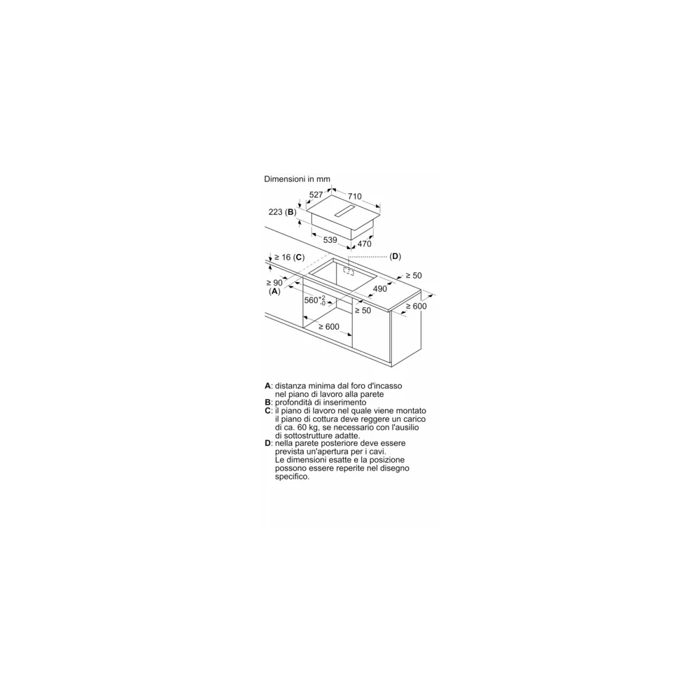 Neff V57THQ4L0: Piano cottura a induzione con cappa integrata da 70 cm con profili