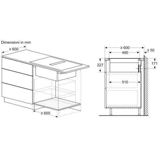 Neff V57PHQ4C0: индукционная плита со встроенным капотом 70 см