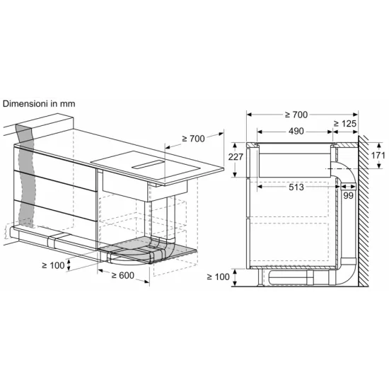 Neff V57PHQ4C0: Piano cottura a induzione con cappa integrata da 70 cm flush mount