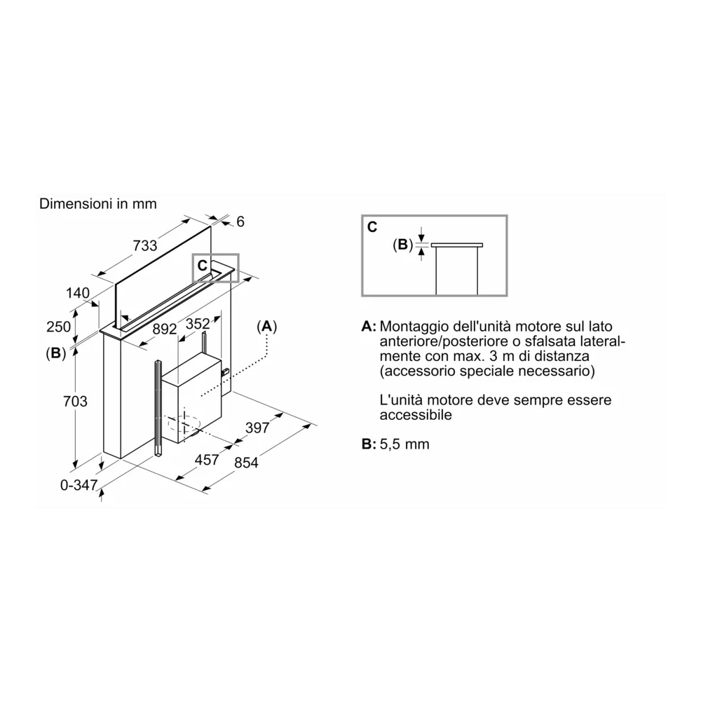 Телескопический капот острова Neff в стеклянной проволоке сверху: Инновационное решение!