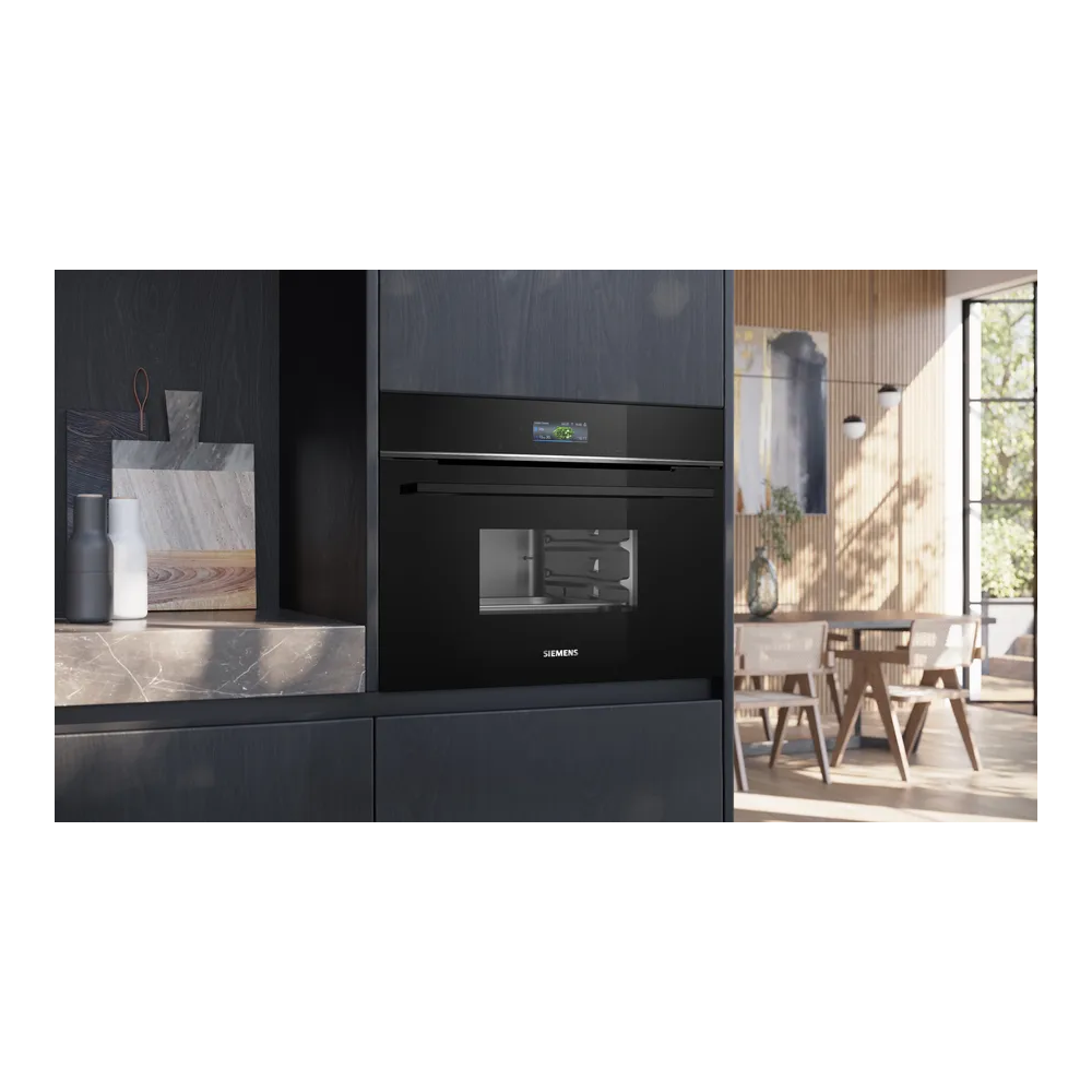 Découvrez la polyvalence du four vapeur encastrable compact Noir 60 x 45 cm de Siemens