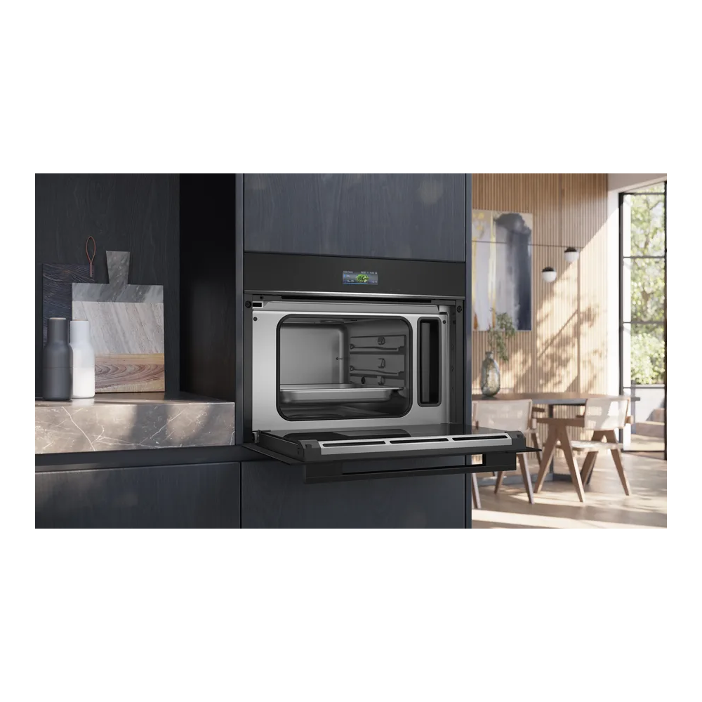 Découvrez la polyvalence du four vapeur encastrable compact Noir 60 x 45 cm de Siemens