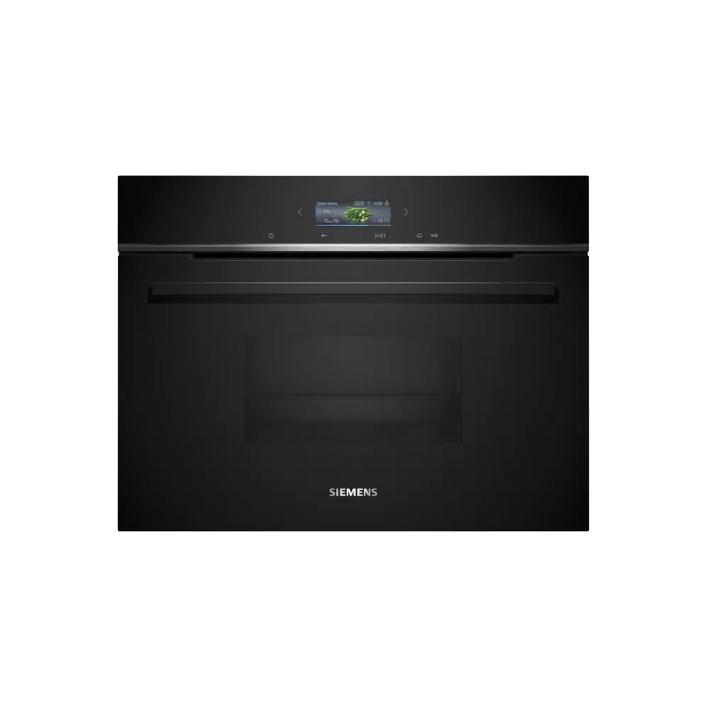Entdecken Sie die Vielseitigkeit des kompakten Einbau-Dampfbackofens 60 x 45 cm Schwarz von Siemens