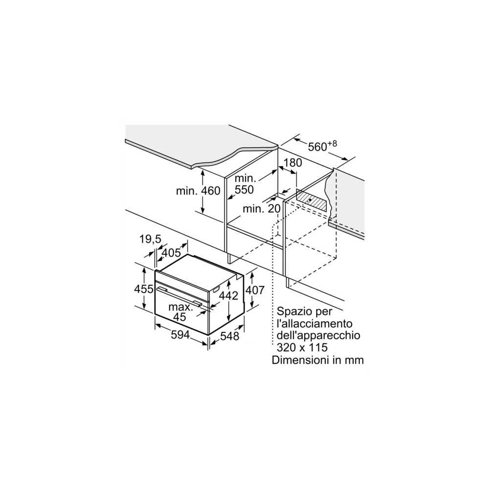 Compatto forno/microonde Siemens da incasso 60x45 cm CM724G1B1