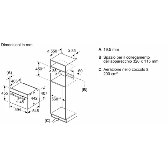 Kompakter Siemens Einbau-Backofen/Mikrowelle 60x45 cm CM724G1B1
