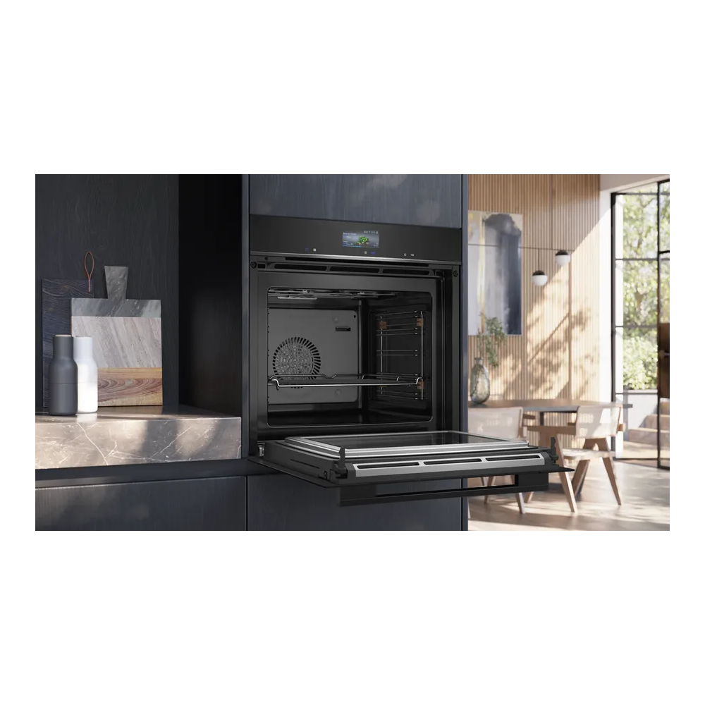 Scopri il nuovo iQ700: Forno combinato con microonde da incasso 60 x 60 cm Nero HM736G1B1 di Siemens - Perfetto per cucinare in