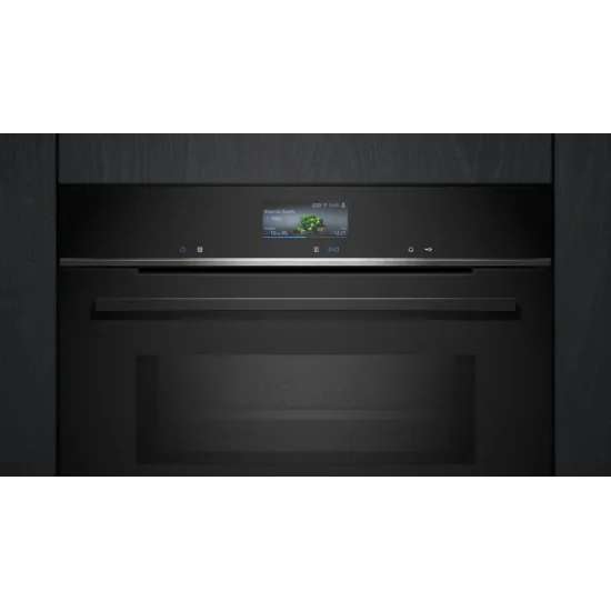 Scopri il nuovo iQ700: Forno combinato con microonde da incasso 60 x 60 cm Nero HM736G1B1 di Siemens - Perfetto per cucinare in