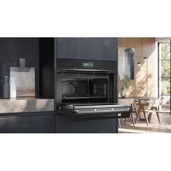 Forno compatto combinato con microonde da incasso Nero