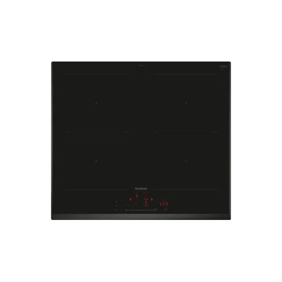 Hob de inducción Siemens ED65KHQB1E iQ500: diseño elegante y rendimiento eficiente.