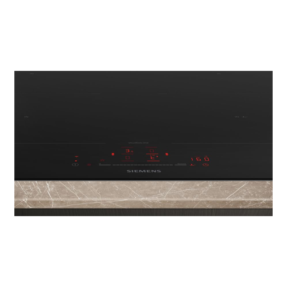 Prestazioni di lusso e eleganza con la ED877HSC1E iQ500 Piano cottura a induzione 80 cm Nero con profilo inox