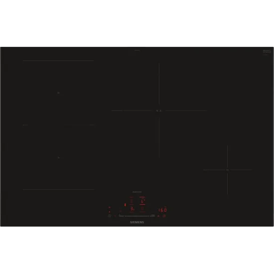 Performance de luxe et élégance avec la table de cuisson à induction ED877HSC1E iQ500 80 cm Noir avec profil en acier inoxydable