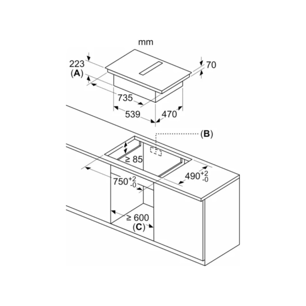 Eficiencia y estilo combinado: Descubre el plan de inducción Siemens ED811BS16E con ventilación integrada de 80 cm.