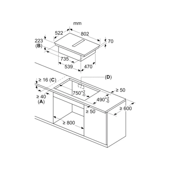 Eficiencia y estilo combinado: Descubre el plan de inducción Siemens ED811BS16E con ventilación integrada de 80 cm.