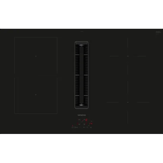 Effizienz und kombinierter Stil: Entdecken Sie den Induktionsplan Siemens ED811BS16E mit integrierter Belüftung von 80 cm.