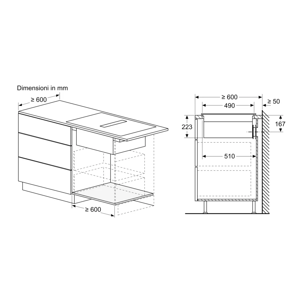 Perfekte Kombination aus Eleganz und Funktionalität: die Induktionsebene mit integrierter Belüftung von 70 cm signiert Siemens.