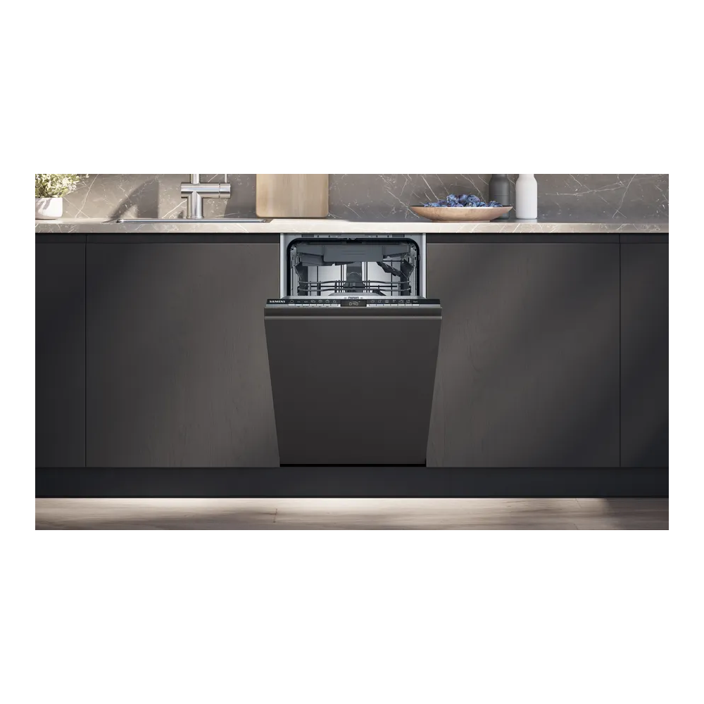 Efficacité et style combinés : découvrez le lave-vaisselle encastrable varioSliding 45 cm entièrement intégré SR73EX24ME de Siem