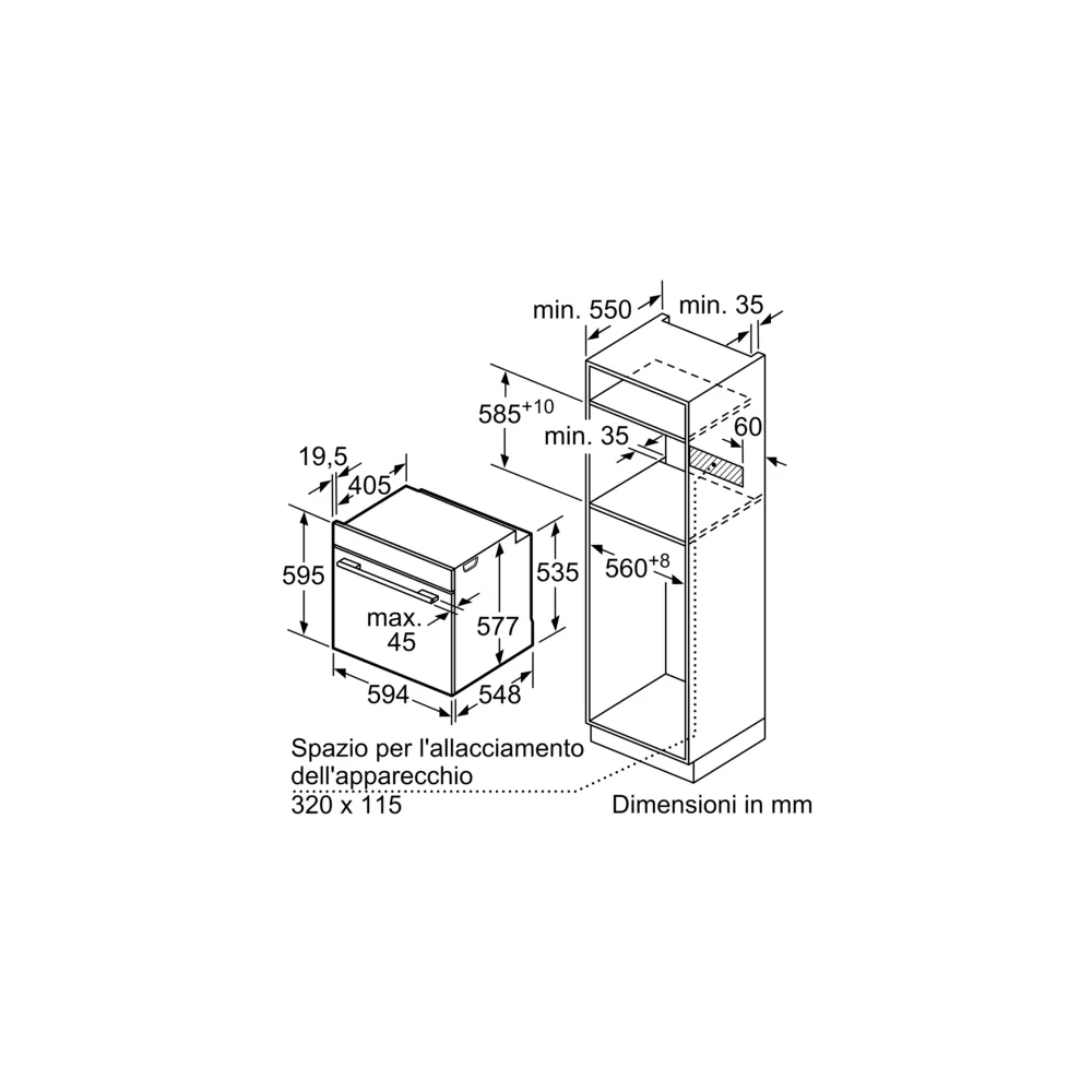 Forno Bosch Serie 8 HBG7342B1 - 71 Litri - Classe Energetica A+