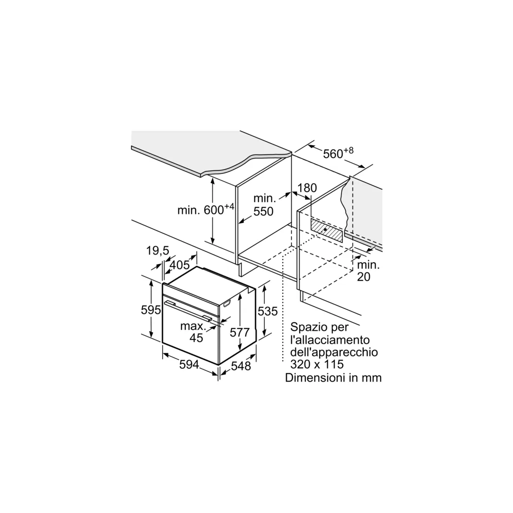 Four Bosch Série 8 HBG7342B1 - 71 Litres - Classe énergétique A+ - Multifonction