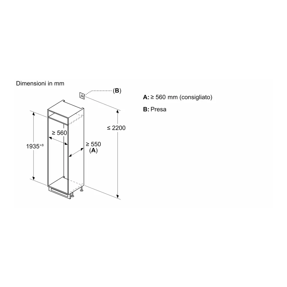 Frigorifero Combinato da Incasso Bosch KBN96NSE0 - 194 cm - 383 litri - Classe E - No Frost