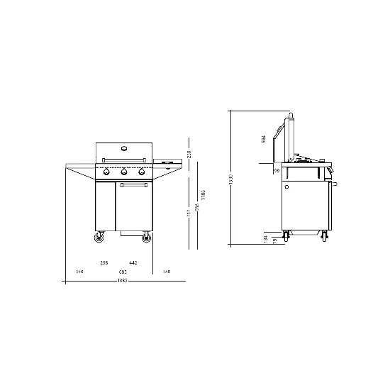 Barbecue a gas Steel Cucine W7C-3 SWING 70 - Grigliate perfette in poco spazio
