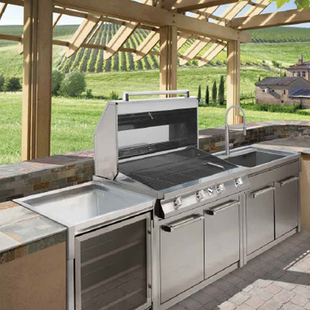 Pures Grillerlebnis mit dem neuen G7BS-3C Barbecue cm. 70 - 3 Brenner in Stahl und Anthrazit von Steel Cucine.