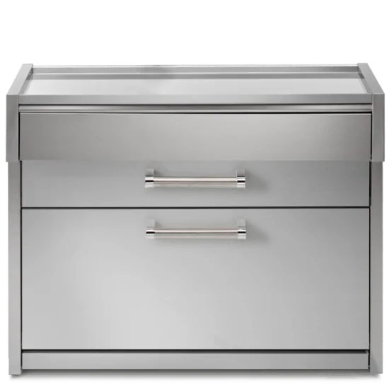 Eficiencia y elegancia para su cocina al aire libre: descubra la mesa de trabajo G12C-P de Steel Cucine, ideal para barbacoa y e