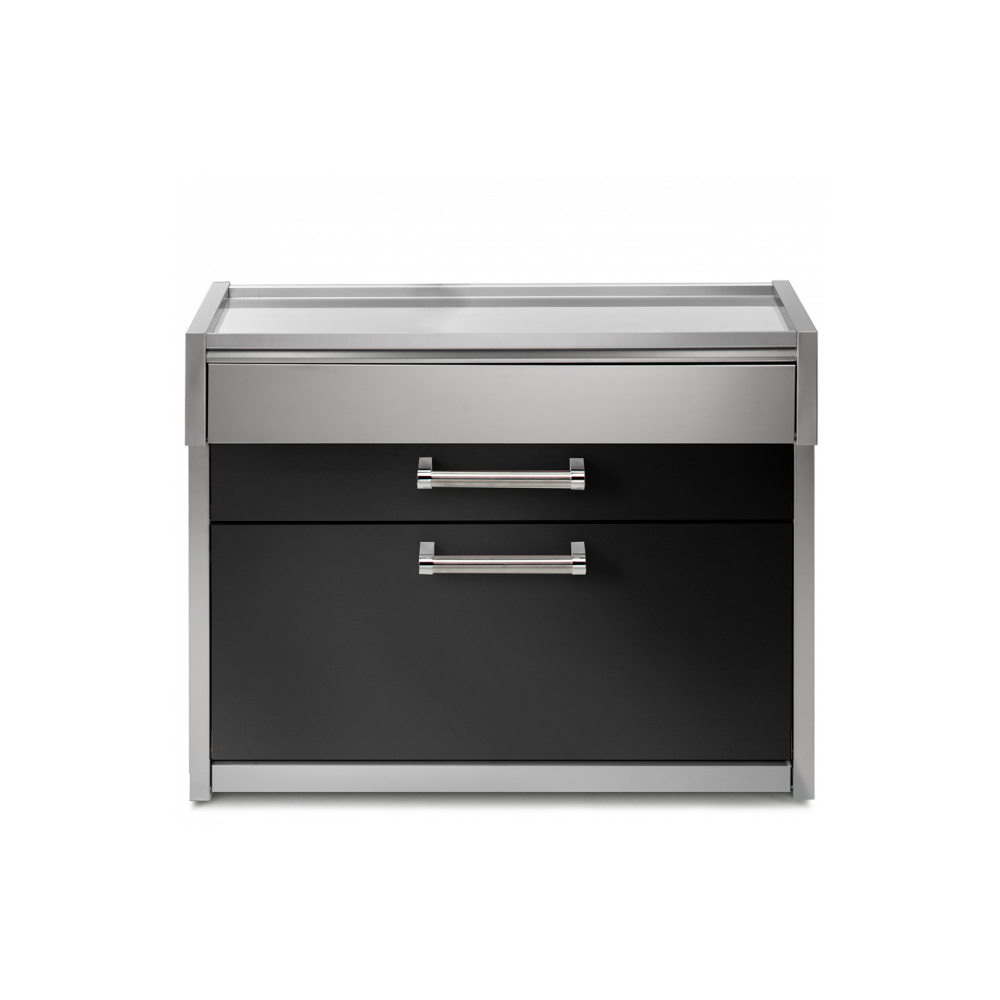 Eficiencia y elegancia para su cocina al aire libre: descubra la mesa de trabajo G12C-P de Steel Cucine, ideal para barbacoa y e