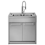 Effizienz und Outdoor-Design mit dem 90-cm-Spülenmodul G9S-L2 von Steel Cucine: 2 Becken und 2 Schubladen für elegante Funktiona