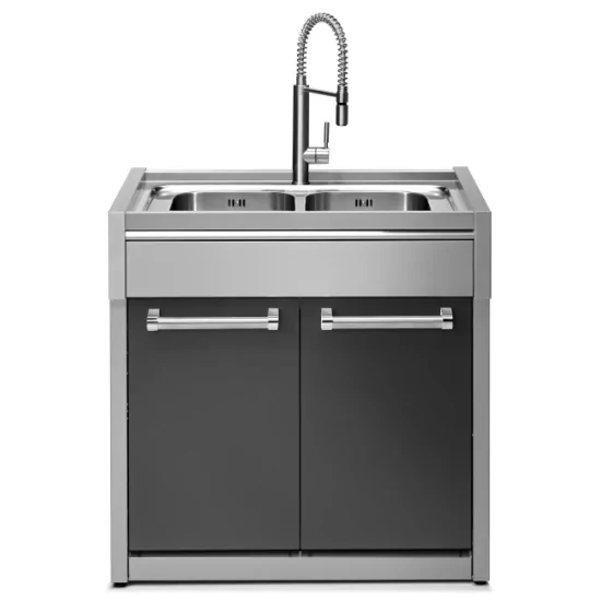 Efficacité et design outdoor avec le module évier 90 cm G9S-L1 de Steel Cucine : 1 vasques et 2 tiroirs pour une praticité éléga