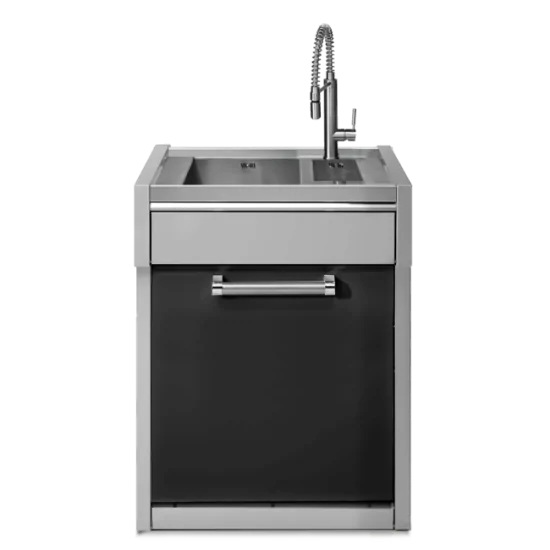 Praticité et résistance : découvrez le module évier 70 cm avec porte et 2 vasques extérieures G7S-L2 de Steel Cucine.